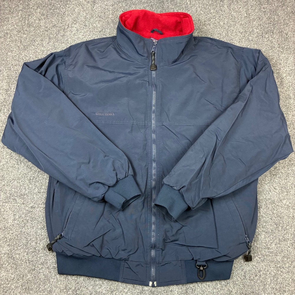 White Sierra Mens Size XL Navy Fleece Lined Full Zip Bomber Jacket Windbreaker